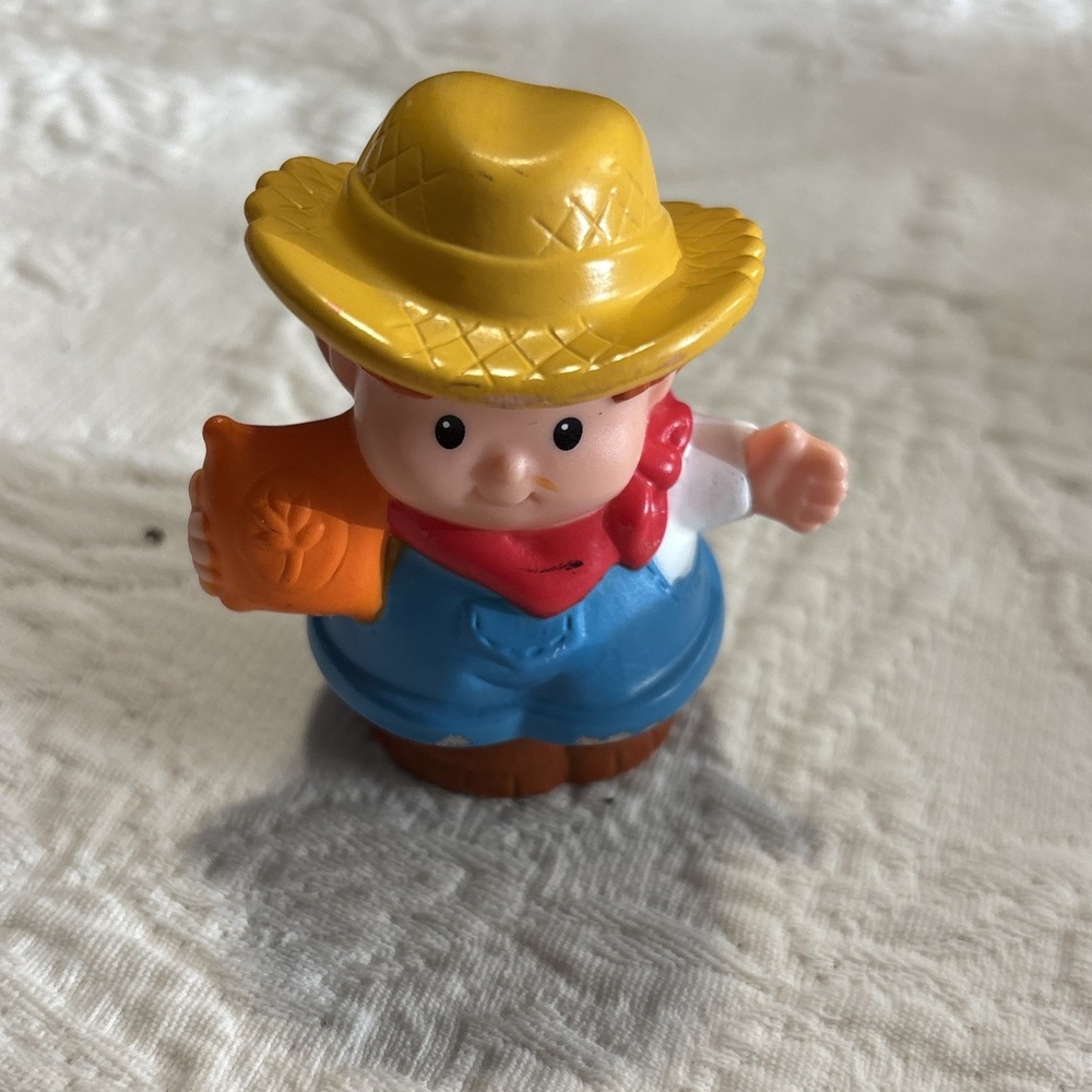 Fisher Price Little People Farmer Figure With bag of seeds Bandana & Straw Hat